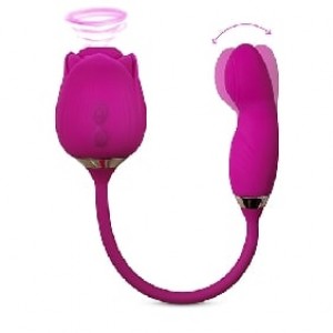 Rose Bud Wiggling Vibrator 10-Speed Silicone Clitoral Sucking PURPLE